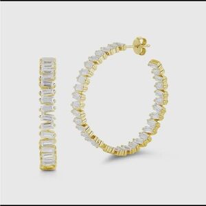 Baguette CZ Hoop Earrings